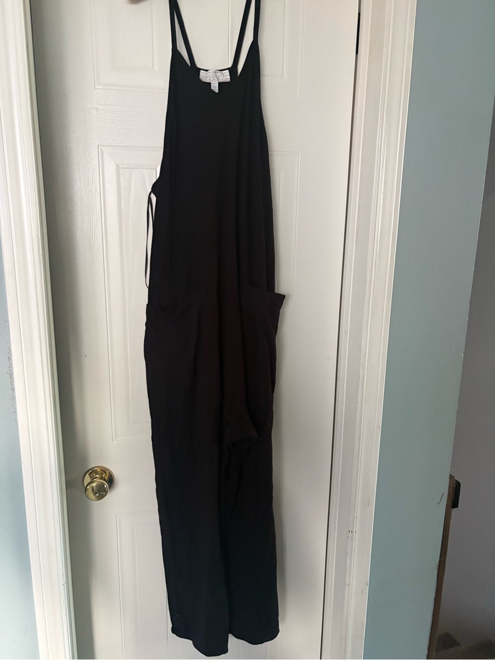 Black Women's Wide-Leg Jumpsuit with Pockets